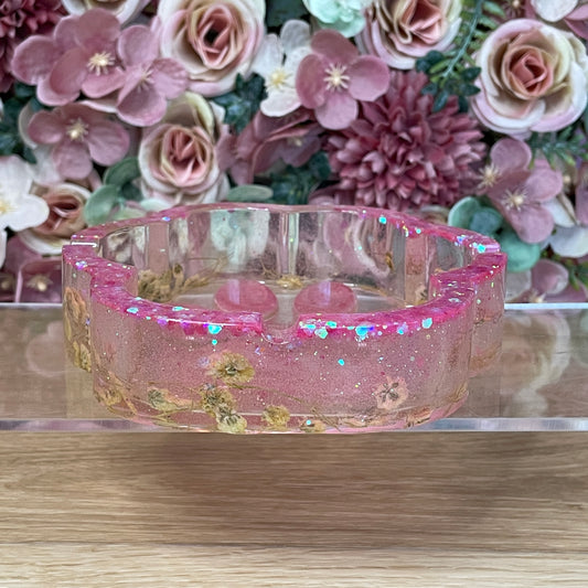 Pfoten Aschenbecher Pink mit echten Blumen