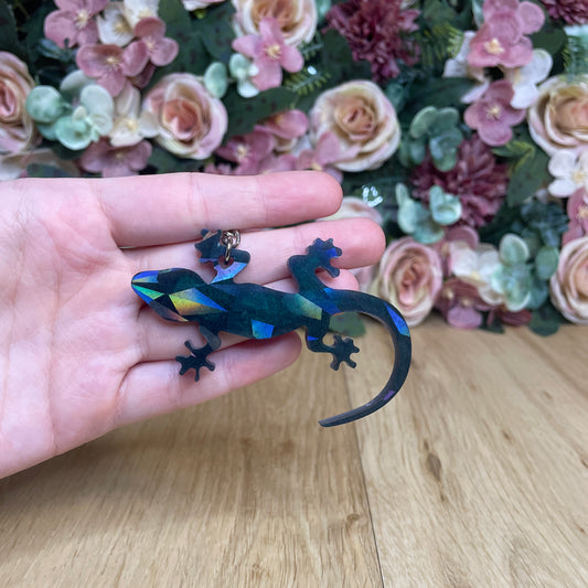 Schlüsselanhänger Eidechse holographisch in verschiedenen Designs