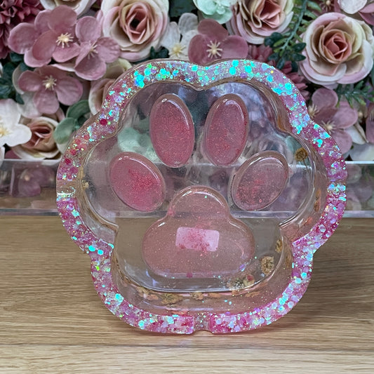 Pfoten Aschenbecher Pink mit echten Blumen